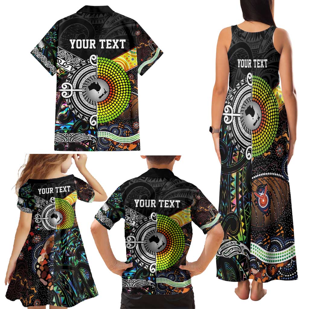 Personalised New Zealand and Australia Family Matching Tank Maxi Dress and Hawaiian Shirt Maori Mix Aboriginal Art Style LT9 - Polynesian Pride