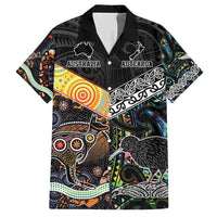 Personalised New Zealand and Australia Hawaiian Shirt Maori Mix Aboriginal Art Style LT9 Black - Polynesian Pride