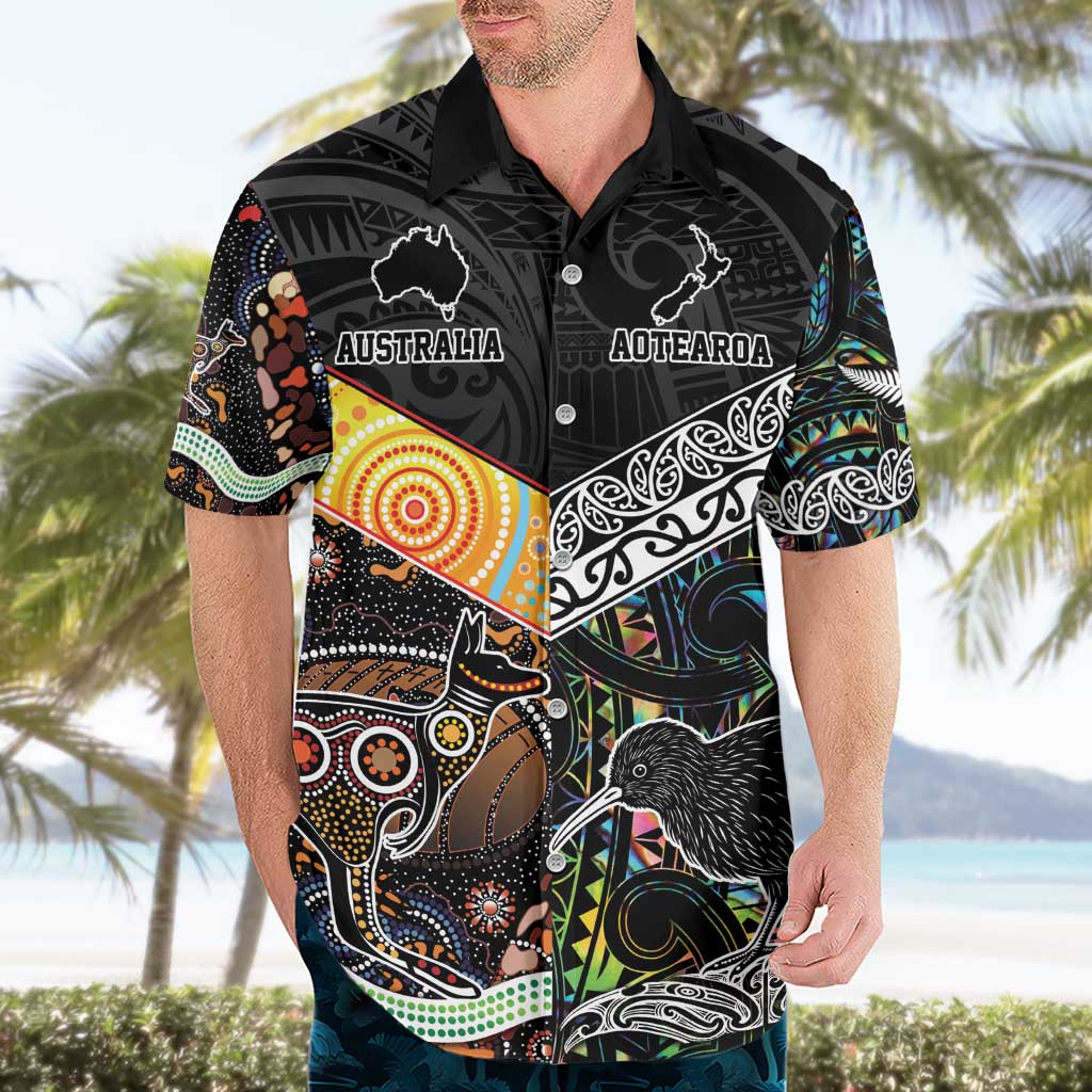 Personalised New Zealand and Australia Hawaiian Shirt Maori Mix Aboriginal Art Style LT9 - Polynesian Pride
