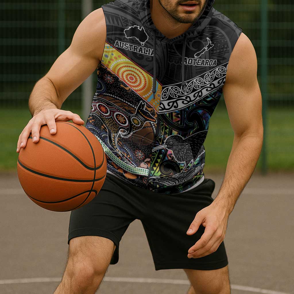 Australia New Zealand Personalised Sleeveless Hoodie Maori Aboriginal Art Style LT9 - Polynesian Pride