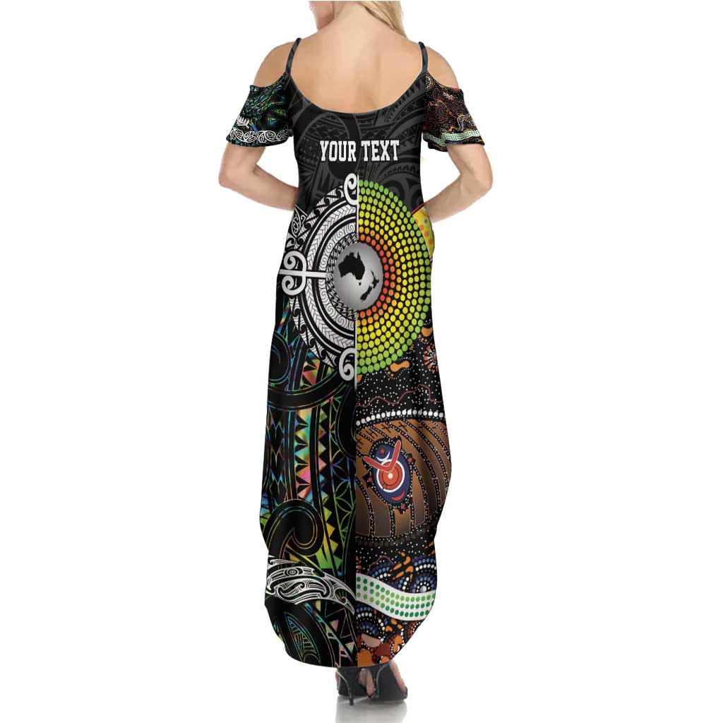 New Zealand and Australia Summer Maxi Dress Maori Mix Aboriginal Art Style