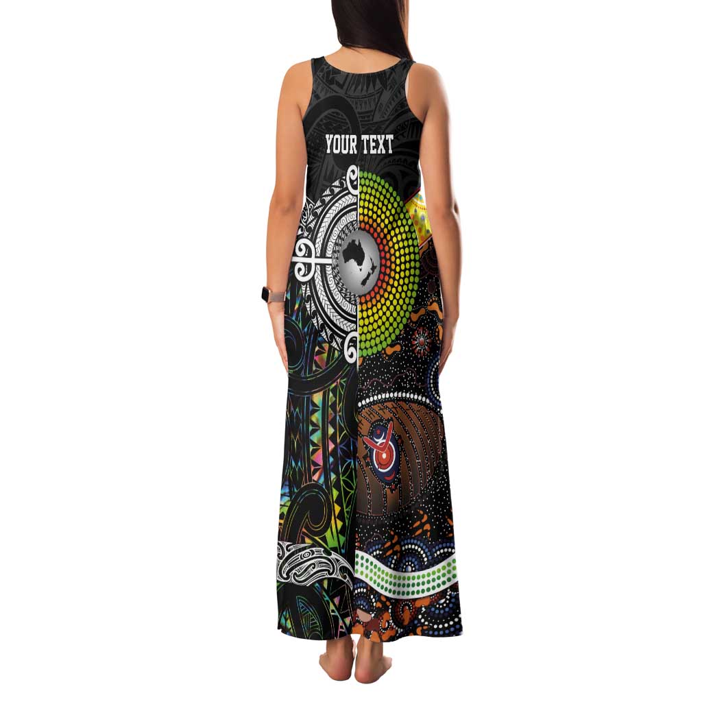 New Zealand and Australia Tank Maxi Dress Maori Mix Aboriginal Art Style