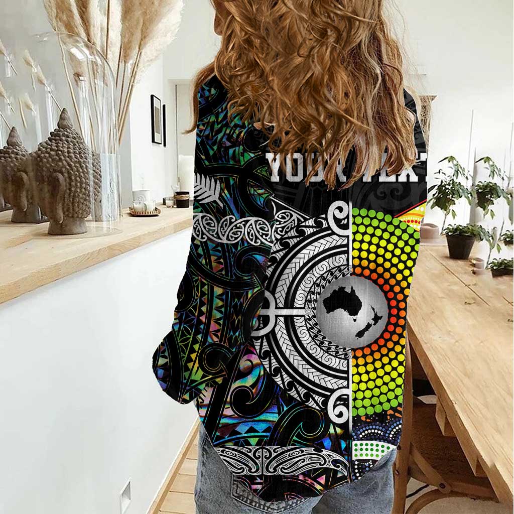 Personalised New Zealand and Australia Women Casual Shirt Maori Mix Aboriginal Art Style LT9 - Polynesian Pride