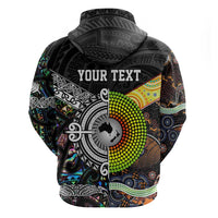 Personalised New Zealand and Australia Zip Hoodie Maori Mix Aboriginal Art Style LT9 - Polynesian Pride