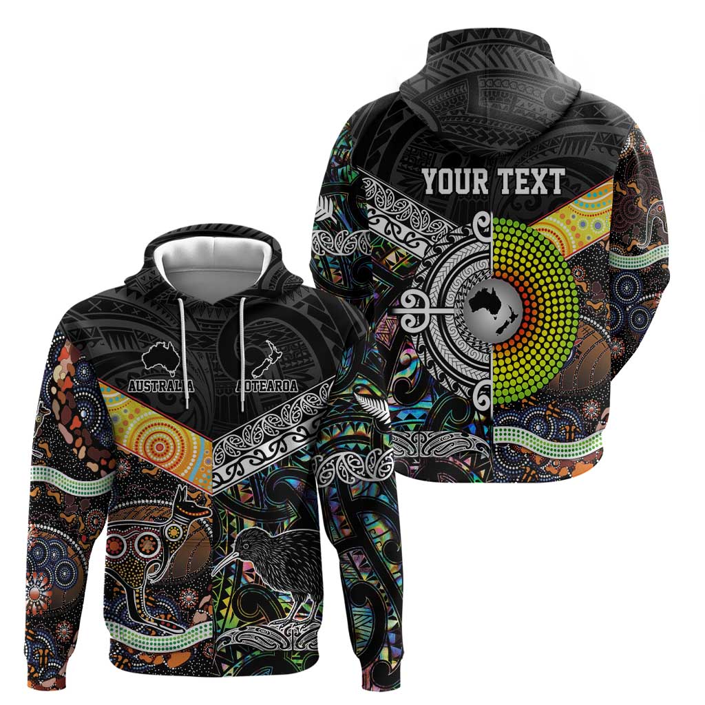 Personalised New Zealand and Australia Zip Hoodie Maori Mix Aboriginal Art Style LT9 - Polynesian Pride