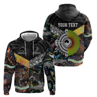 Personalised New Zealand and Australia Zip Hoodie Maori Mix Aboriginal Art Style LT9 - Polynesian Pride