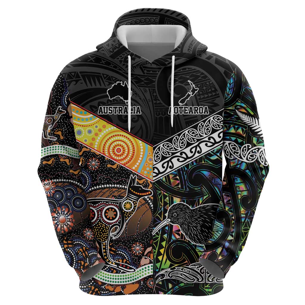 Personalised New Zealand and Australia Zip Hoodie Maori Mix Aboriginal Art Style LT9 - Polynesian Pride
