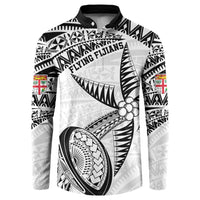 Custom Fiji Rugby Pacific Button Sweatshirt Polynesian Palm Tattoo