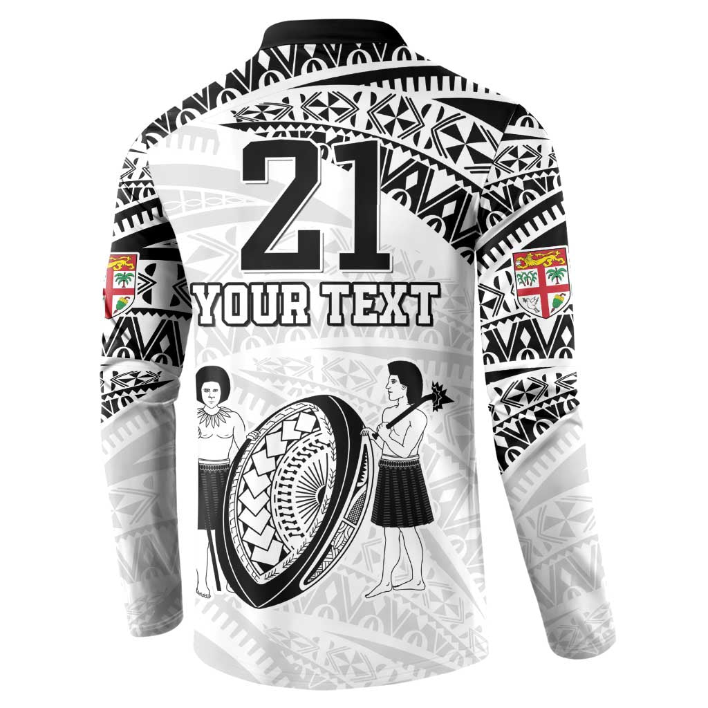 Custom Fiji Rugby Pacific Button Sweatshirt Polynesian Palm Tattoo