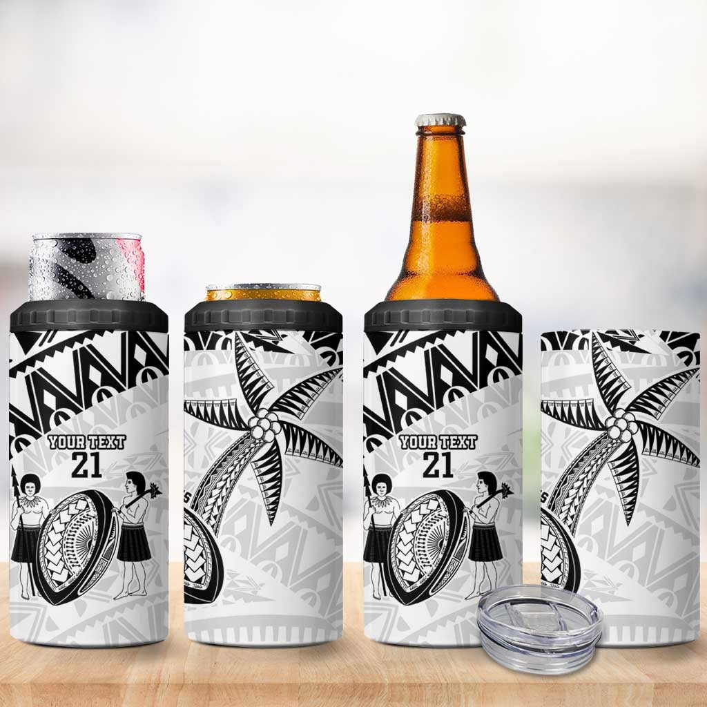 Custom Fiji Rugby Pacific Can Cooler Tumbler Polynesian Palm Tattoo