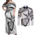 Custom Fiji Rugby Pacific Couples Matching Off Shoulder Maxi Dress and Long Sleeve Button Shirt Polynesian Palm Tattoo