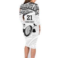 Custom Fiji Rugby Pacific Family Matching Long Sleeve Bodycon Dress and Hawaiian Shirt Polynesian Palm Tattoo