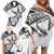 Custom Fiji Rugby Pacific Family Matching Off Shoulder Short Dress and Hawaiian Shirt Polynesian Palm Tattoo