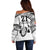 Custom Fiji Rugby Pacific Off Shoulder Sweater Polynesian Palm Tattoo