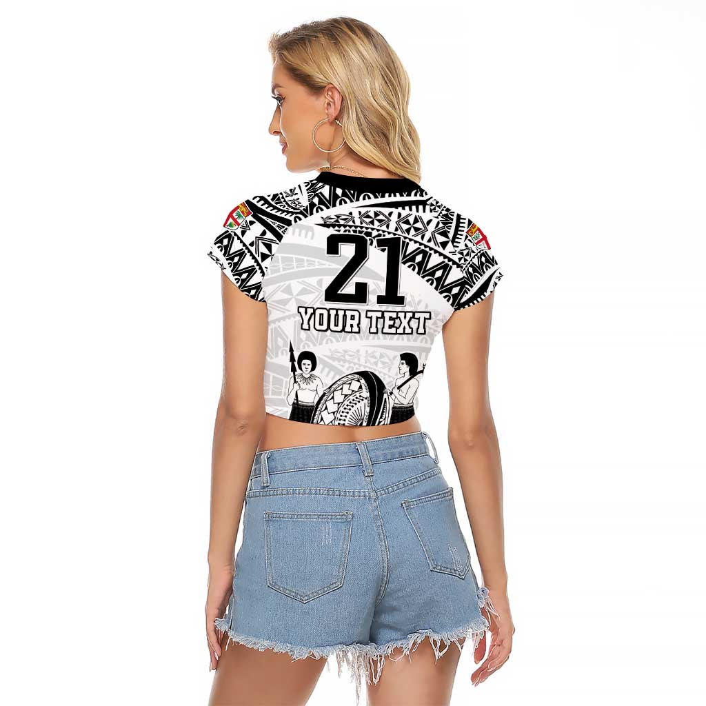 Custom Fiji Rugby Pacific Raglan Cropped T Shirt Polynesian Palm Tattoo