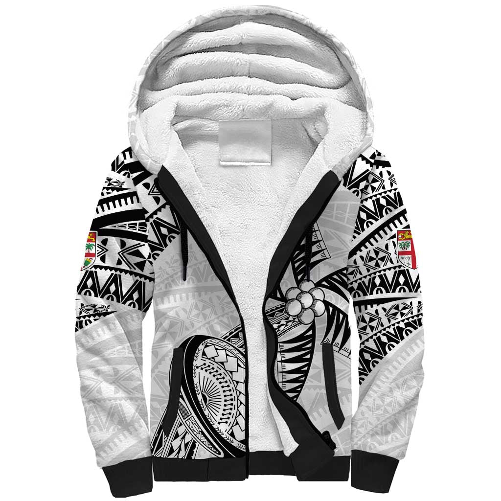 Custom Fiji Rugby Pacific Sherpa Hoodie Polynesian Palm Tattoo