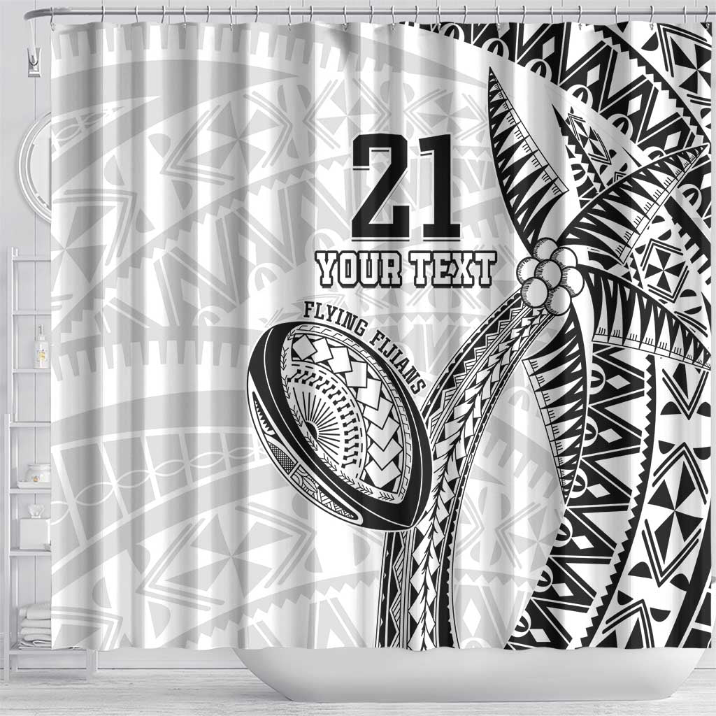Custom Fiji Rugby Pacific Shower Curtain Polynesian Palm Tattoo