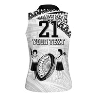 Custom Fiji Rugby Pacific Women Sleeveless Polo Shirt Polynesian Palm Tattoo