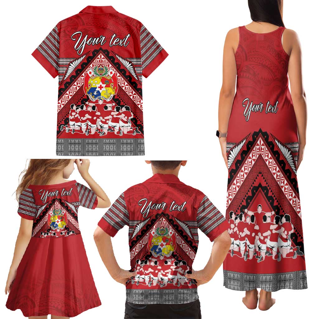 Personalised Tonga Rugby Pacific Family Matching Tank Maxi Dress and Hawaiian Shirt Ikale Tahi Sipi Tau