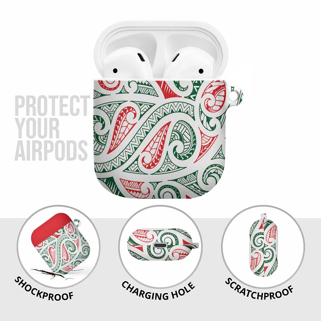 New Zealand Kowhaiwhai Christmas AirPods Case Traditional Maori Koru Pattern - Polynesian Pride