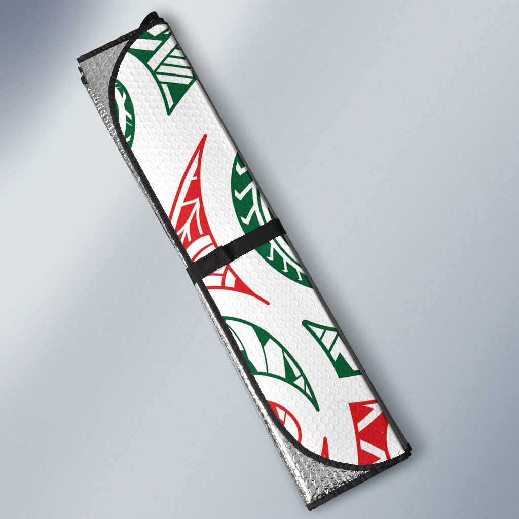 New Zealand Kowhaiwhai Christmas Auto Sun Shade Traditional Maori Koru Pattern - Polynesian Pride