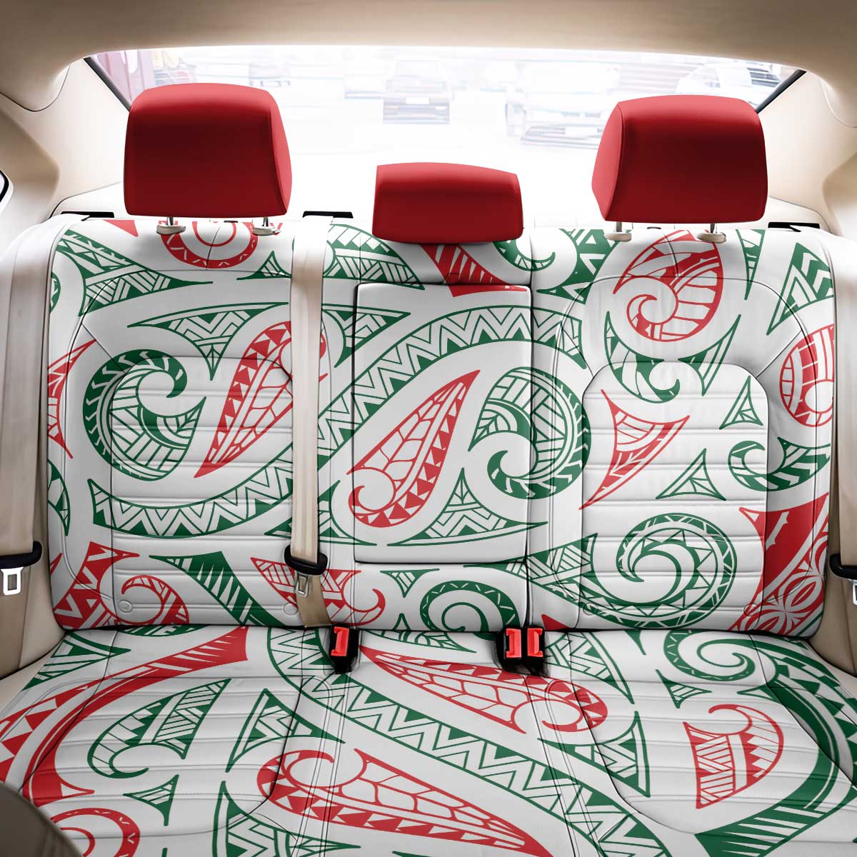 New Zealand Kowhaiwhai Christmas Back Car Seat Cover Traditional Maori Koru Pattern LT9 - Polynesian Pride