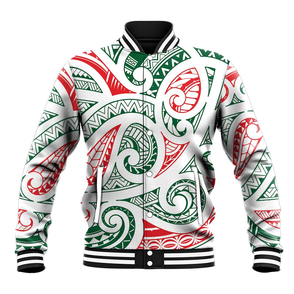 New Zealand Kowhaiwhai Christmas Baseball Jacket Traditional Maori Koru Pattern - Polynesian Pride