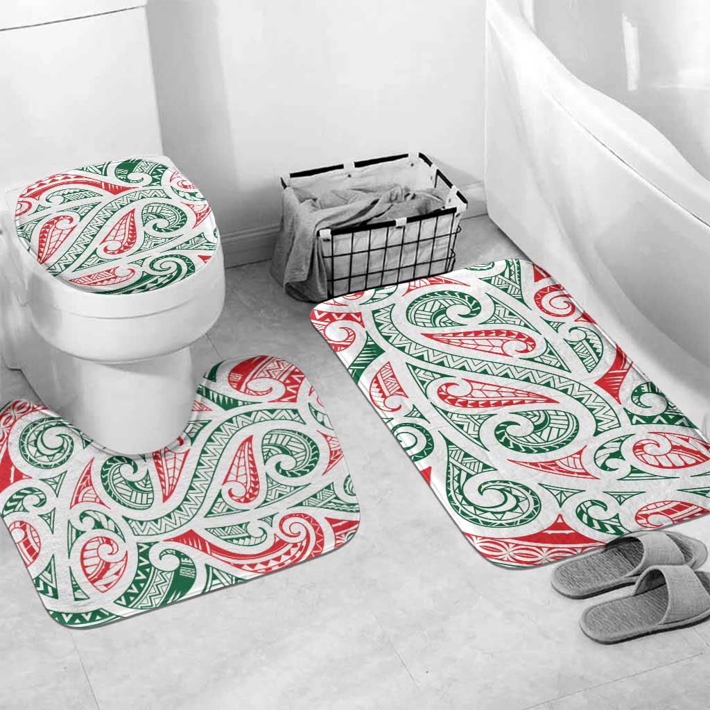New Zealand Kowhaiwhai Christmas Bathroom Set Traditional Maori Koru Pattern - Polynesian Pride