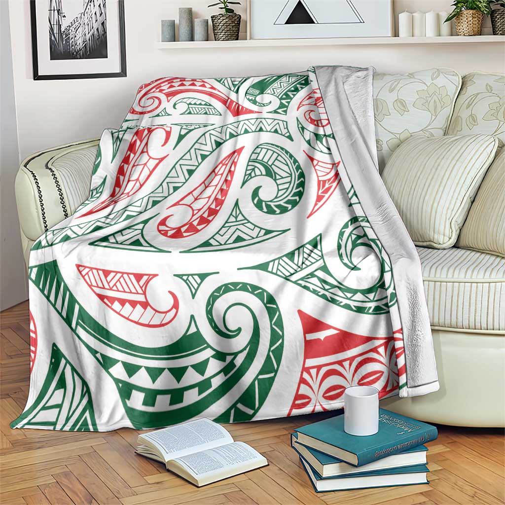 New Zealand Kowhaiwhai Christmas Blanket Traditional Maori Koru Pattern - Polynesian Pride