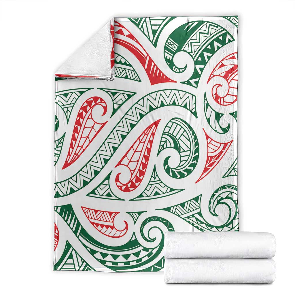 New Zealand Kowhaiwhai Christmas Blanket Traditional Maori Koru Pattern - Polynesian Pride
