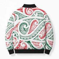 New Zealand Kowhaiwhai Christmas Bomber Puffer Jacket Traditional Maori Koru Pattern - Polynesian Pride