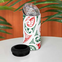 New Zealand Kowhaiwhai Christmas 4 in 1 Can Cooler Tumbler Traditional Maori Koru Pattern - Polynesian Pride