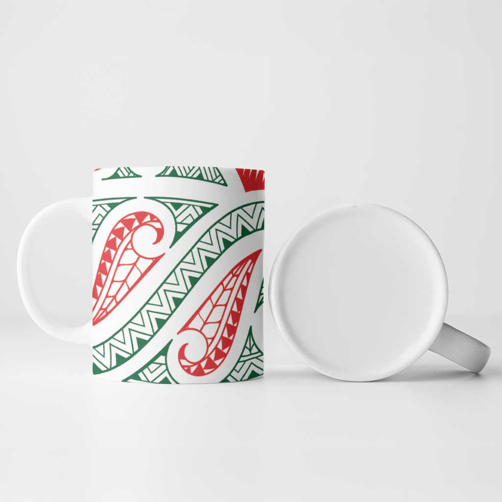 New Zealand Kowhaiwhai Christmas Ceramic Mug Traditional Maori Koru Pattern - Polynesian Pride
