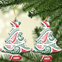 New Zealand Kowhaiwhai Christmas Ceramic Ornament Traditional Maori Koru Pattern - Polynesian Pride