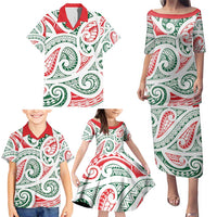 New Zealand Kowhaiwhai Christmas Family Matching Puletasi and Hawaiian Shirt Traditional Maori Koru Pattern - Polynesian Pride