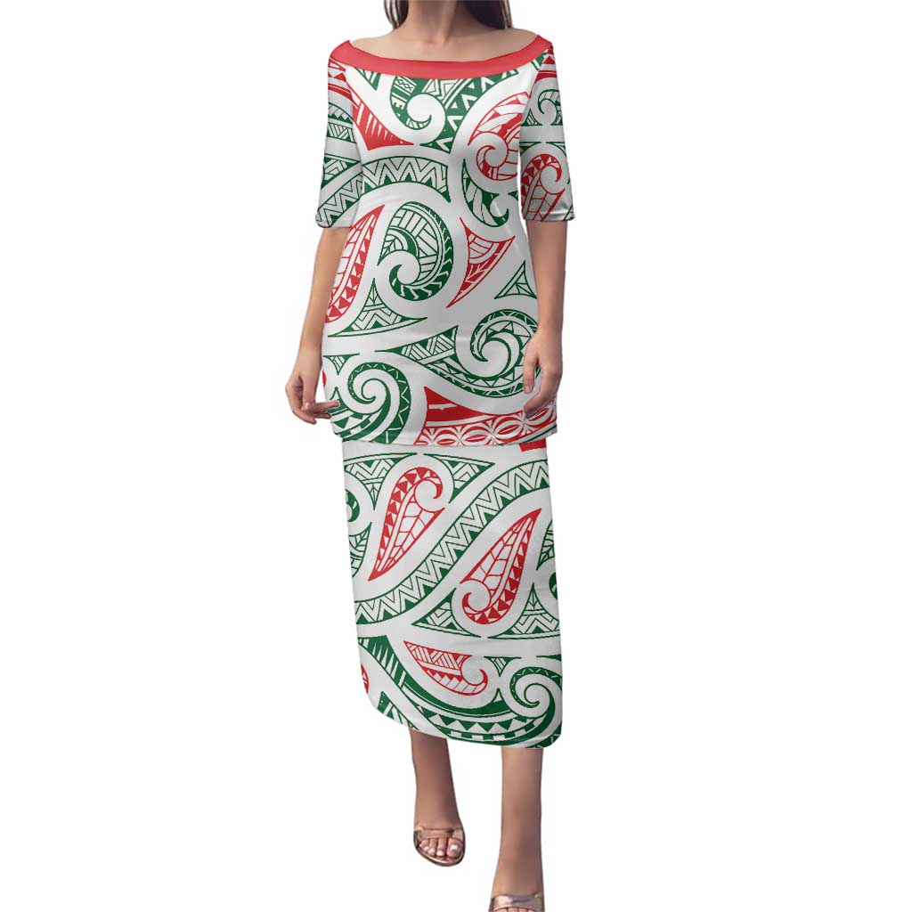 New Zealand Kowhaiwhai Christmas Family Matching Puletasi and Hawaiian Shirt Traditional Maori Koru Pattern - Polynesian Pride