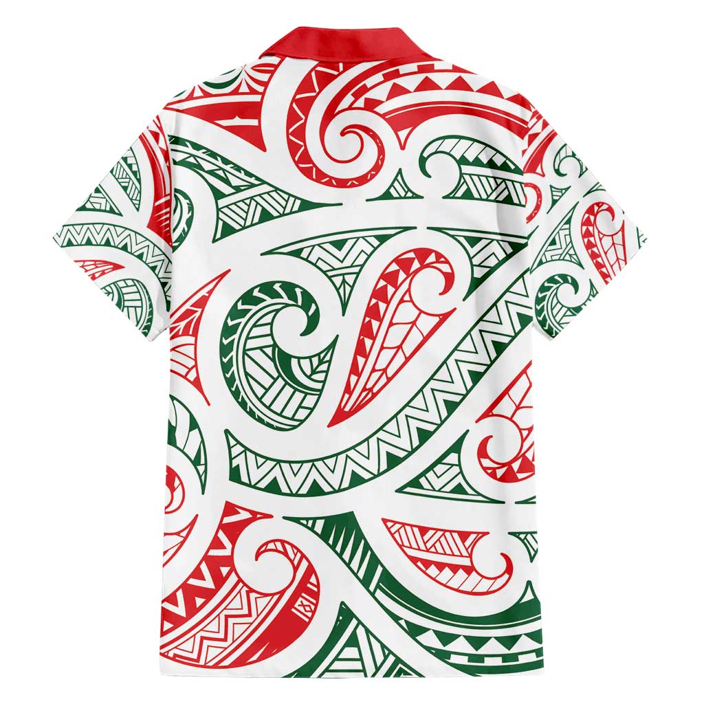 New Zealand Kowhaiwhai Christmas Family Matching Short Sleeve Bodycon Dress and Hawaiian Shirt Traditional Maori Koru Pattern - Polynesian Pride