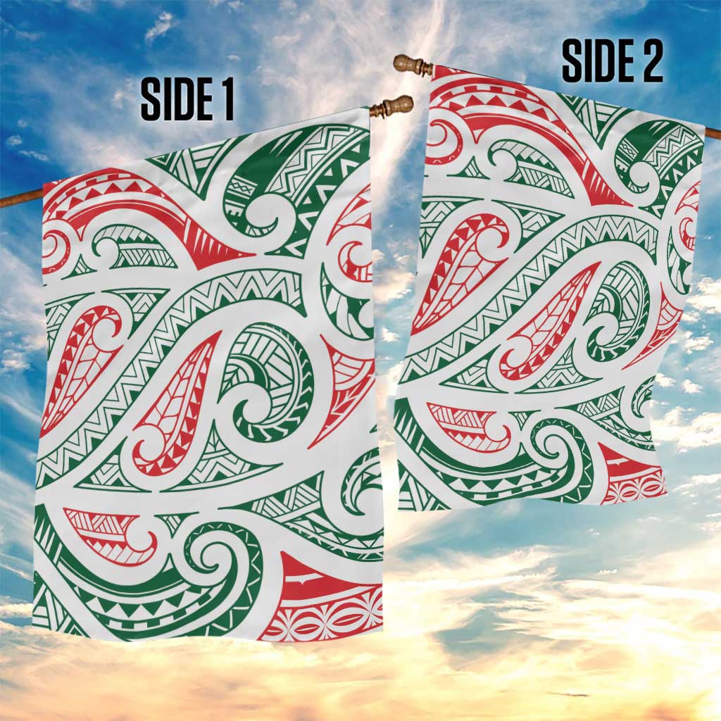 New Zealand Kowhaiwhai Christmas Garden Flag Traditional Maori Koru Pattern - Polynesian Pride