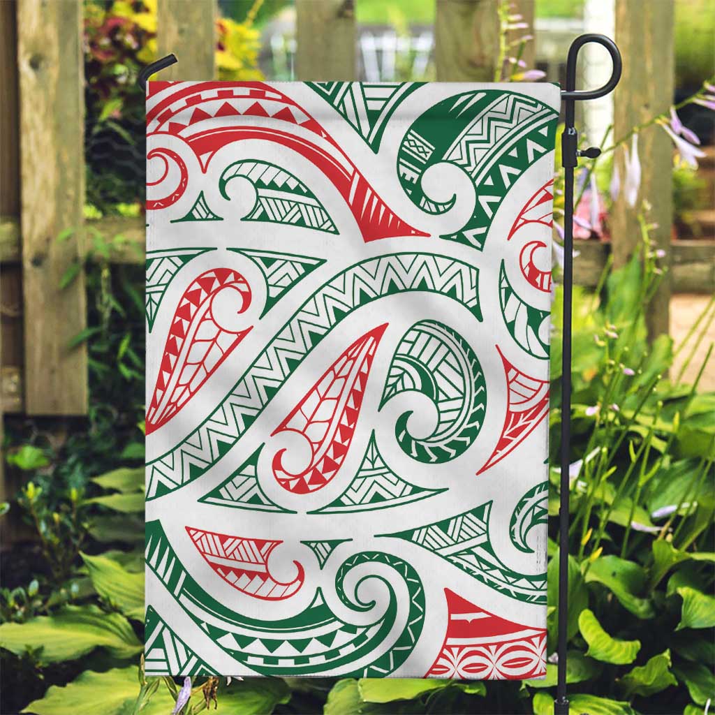 New Zealand Kowhaiwhai Christmas Garden Flag Traditional Maori Koru Pattern - Polynesian Pride