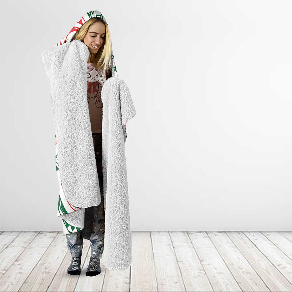 New Zealand Kowhaiwhai Christmas Hooded Blanket Traditional Maori Koru Pattern - Polynesian Pride