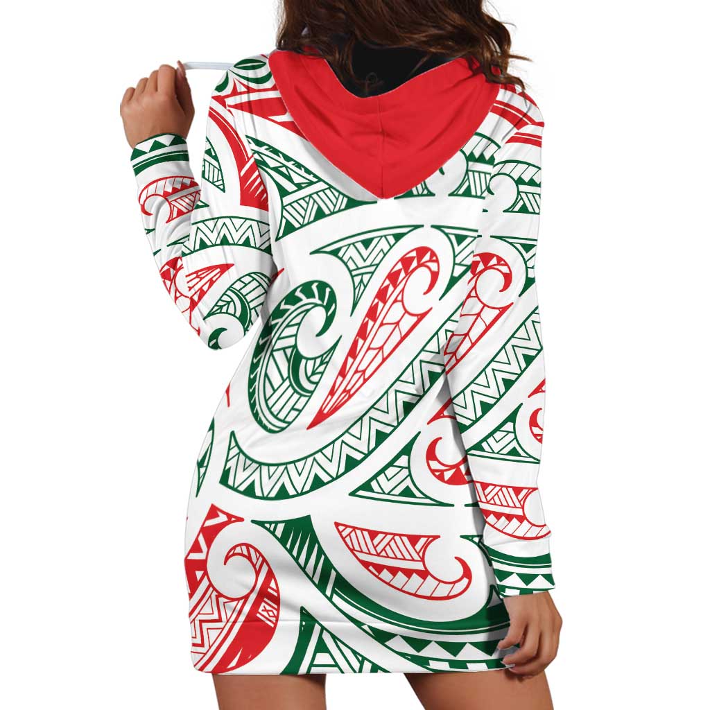 New Zealand Kowhaiwhai Christmas Hoodie Dress Traditional Maori Koru Pattern - Polynesian Pride
