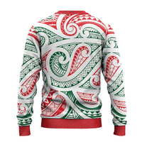 New Zealand Kowhaiwhai Christmas Ugly Christmas Sweater Traditional Maori Koru Pattern - Polynesian Pride