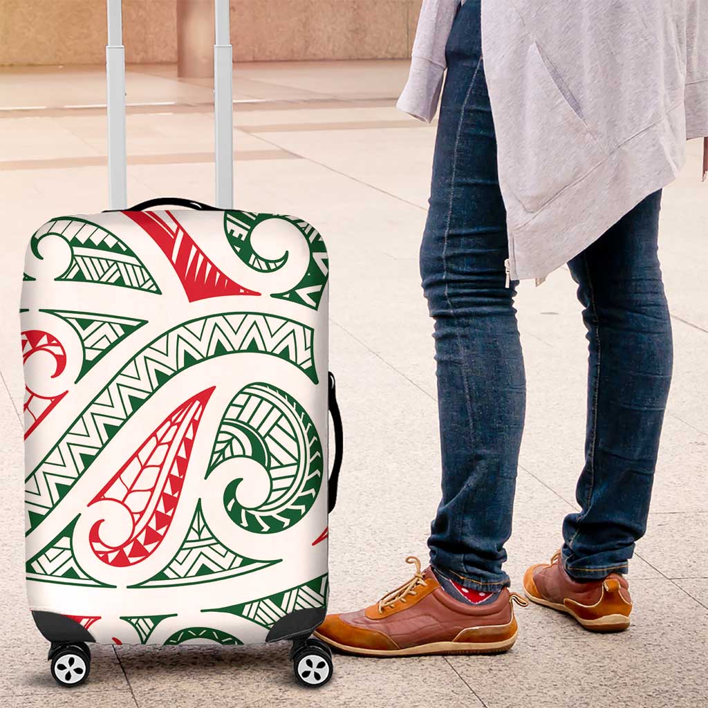 New Zealand Kowhaiwhai Christmas Luggage Cover Traditional Maori Koru Pattern LT9 White - Polynesian Pride