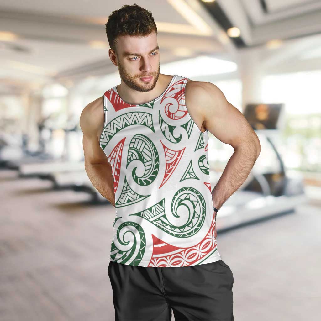 New Zealand Kowhaiwhai Christmas Men Tank Top Traditional Maori Koru Pattern - Polynesian Pride
