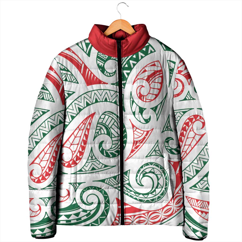 New Zealand Kowhaiwhai Christmas Padded Jacket Traditional Maori Koru Pattern - Polynesian Pride