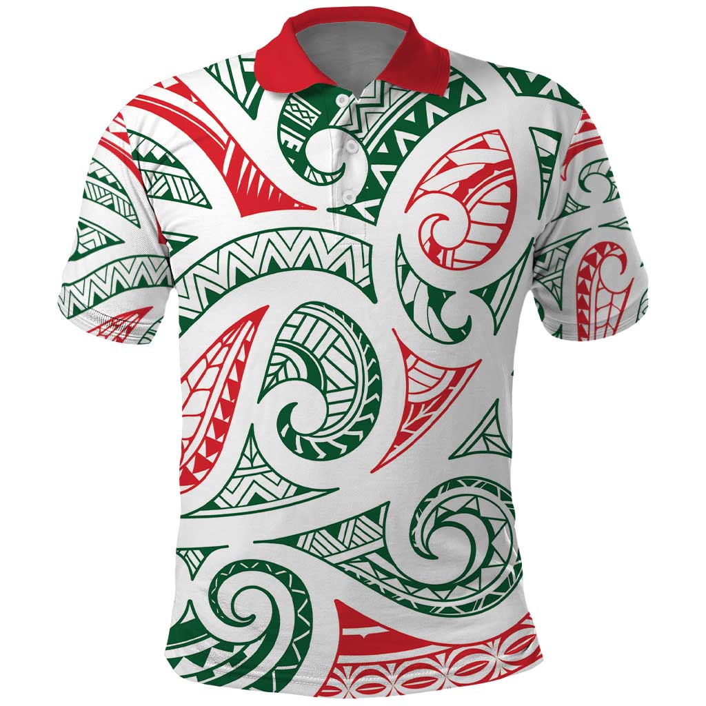 New Zealand Kowhaiwhai Christmas Polo Shirt Traditional Maori Koru Pattern - Polynesian Pride
