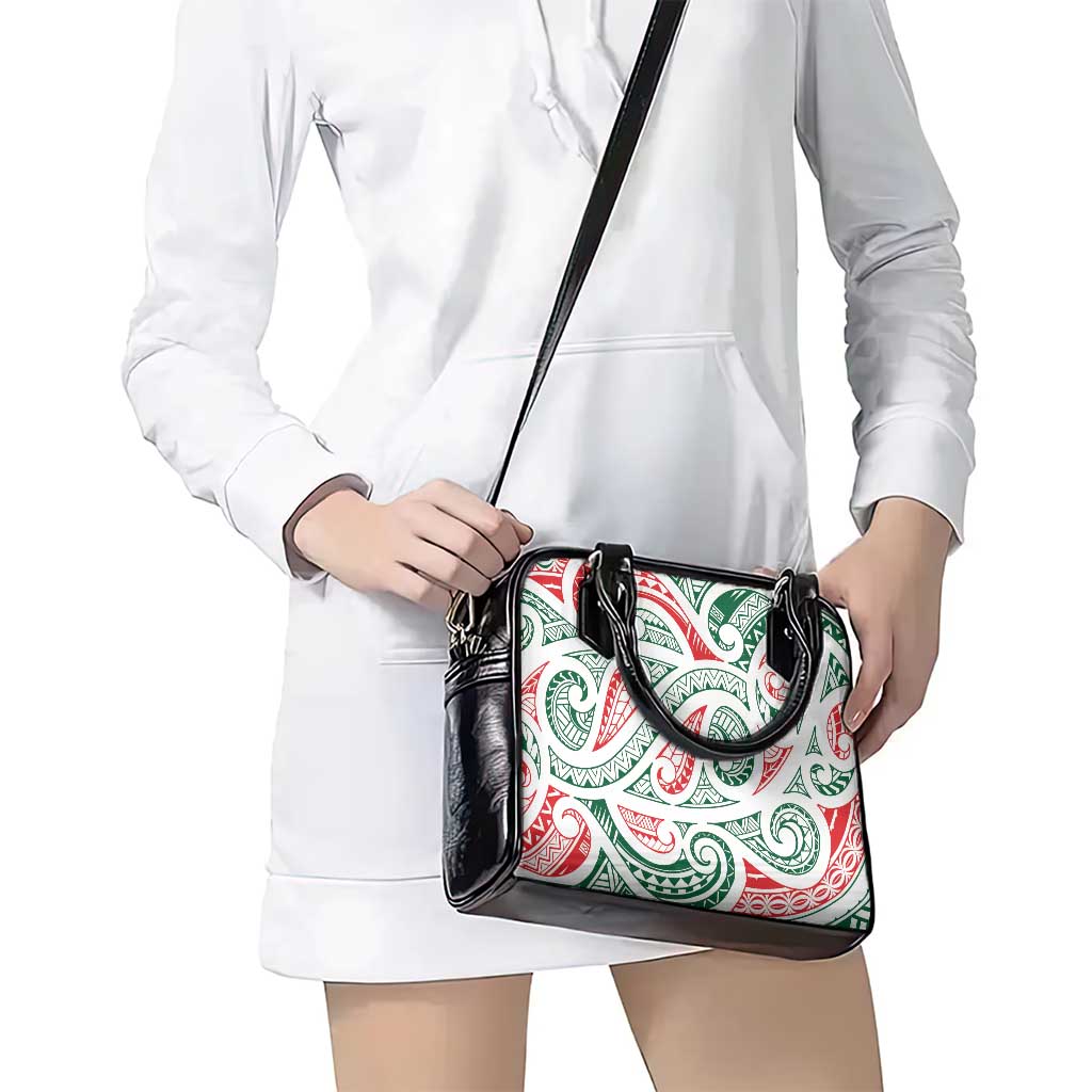 New Zealand Kowhaiwhai Christmas Shoulder Handbag Traditional Maori Koru Pattern - Polynesian Pride