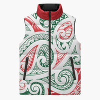 New Zealand Kowhaiwhai Christmas Sleeveless Puffer Jacket Traditional Maori Koru Pattern - Polynesian Pride