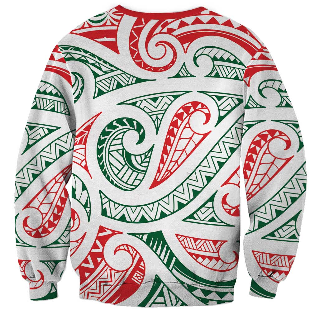 New Zealand Kowhaiwhai Christmas Sweatshirt Traditional Maori Koru Pattern - Polynesian Pride