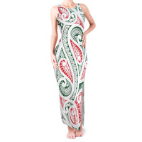 New Zealand Kowhaiwhai Christmas Tank Maxi Dress Traditional Maori Koru Pattern LT9 Women White - Polynesian Pride
